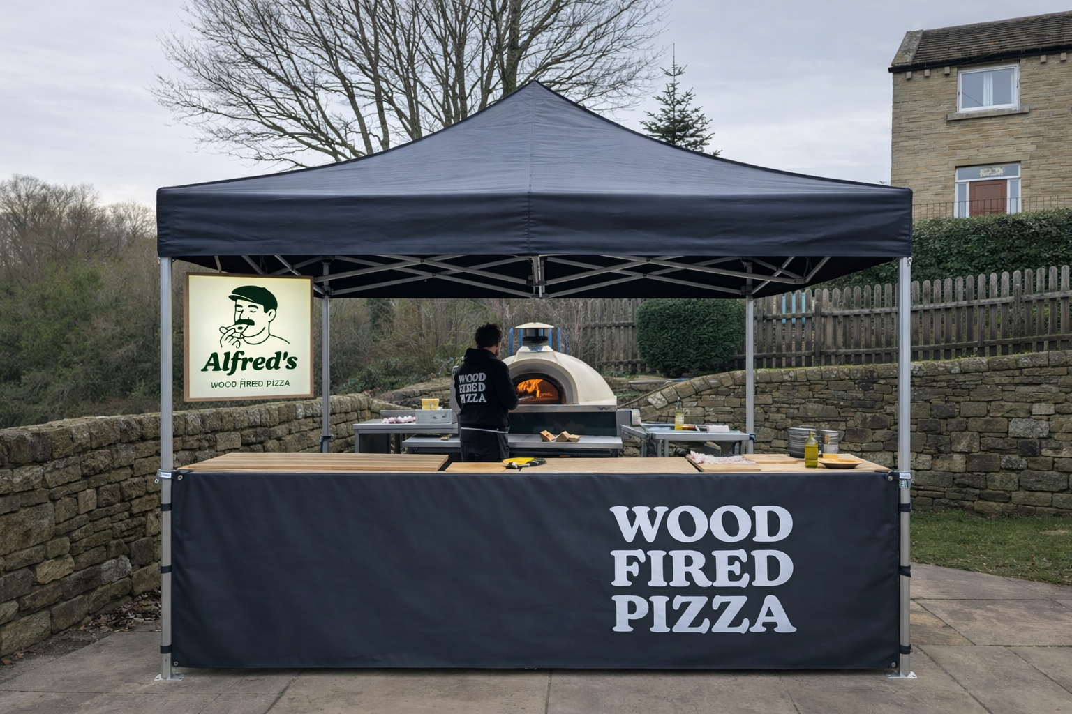 Alfred's wood fired pizza setup