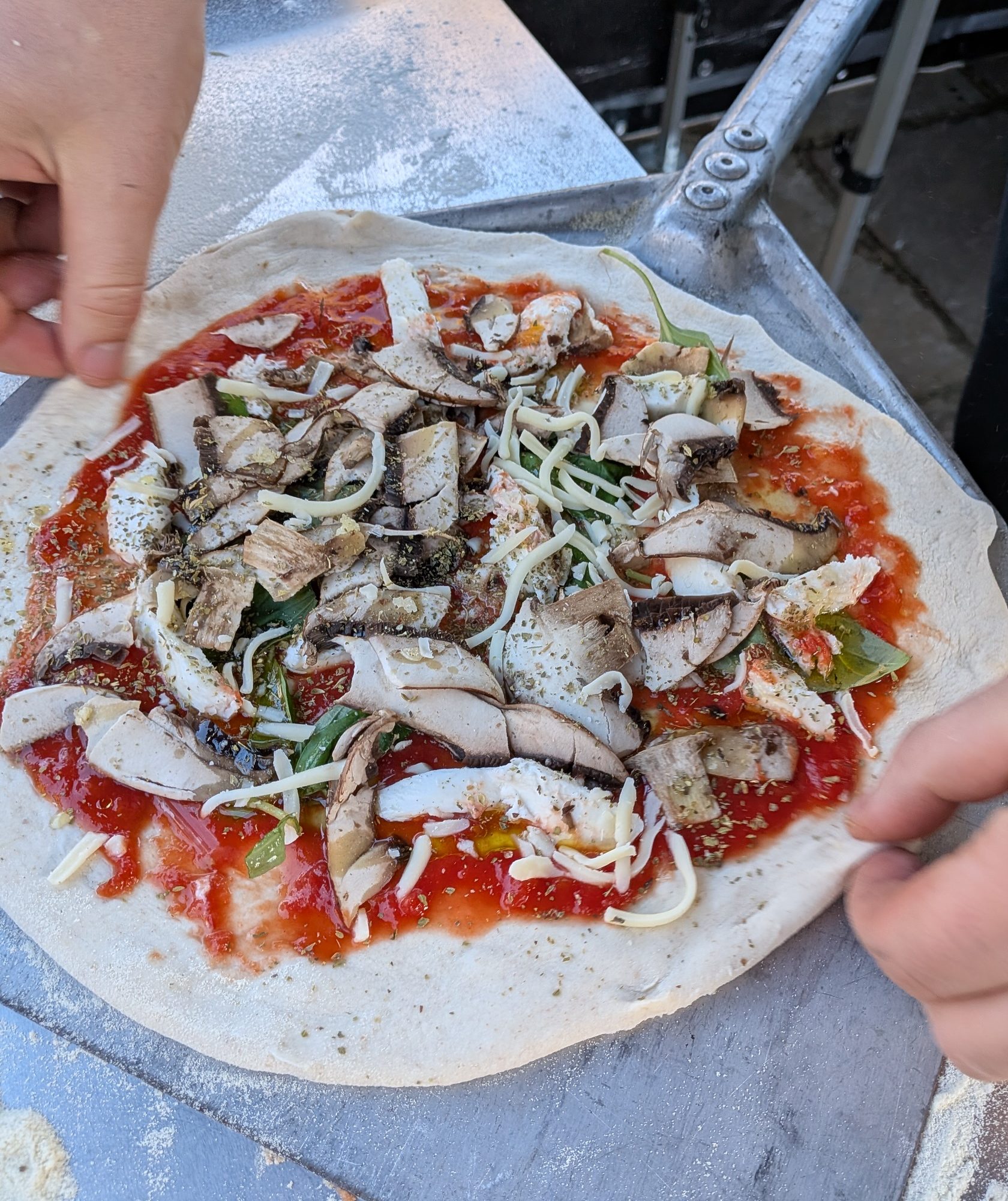 Alfred's wood fired pizza fresh from the oven